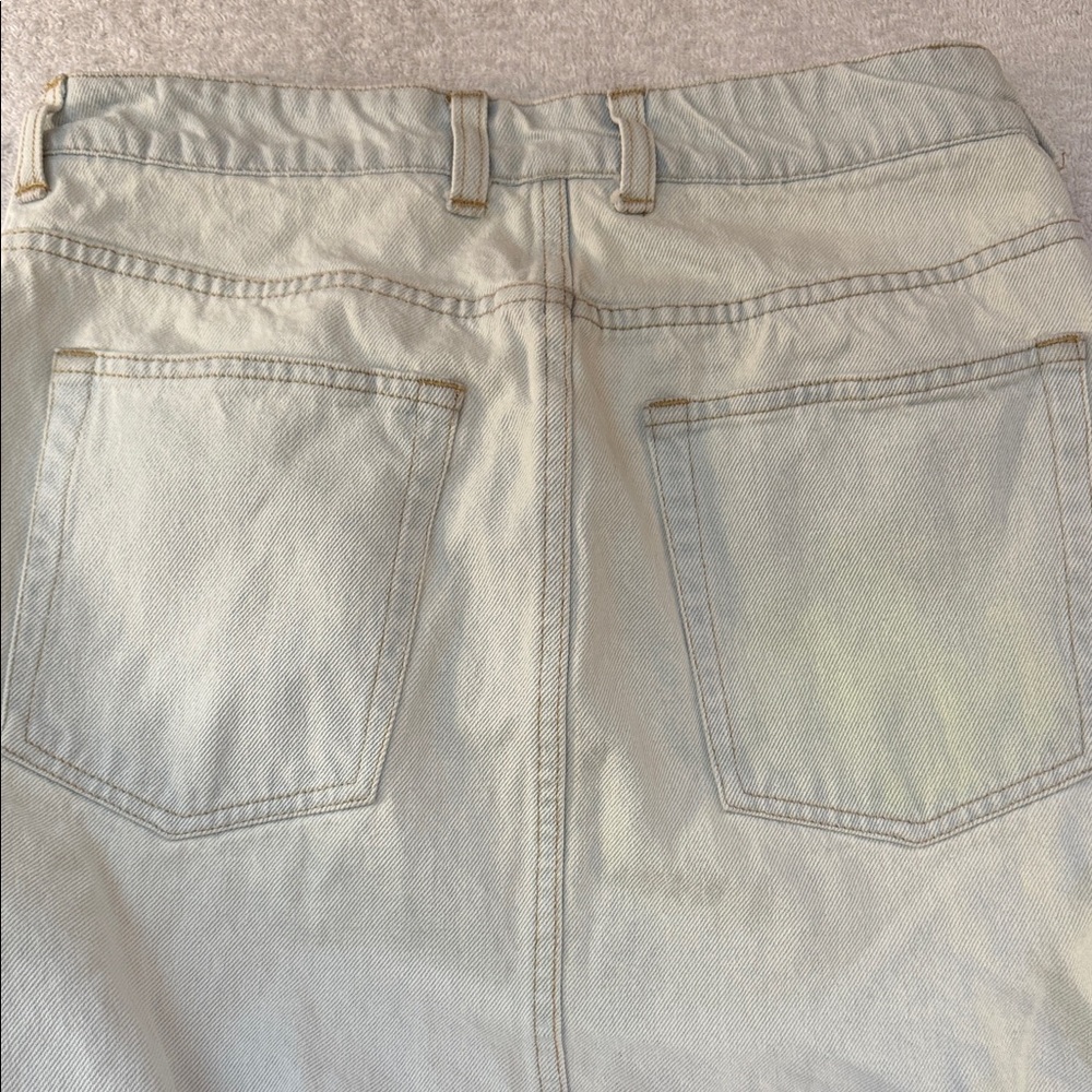 NWOT INDUSTRY Front Slit Casual Light Denim Skirt Mid Rise Maxi Y2K Boho Edgy - Picture 12 of 14